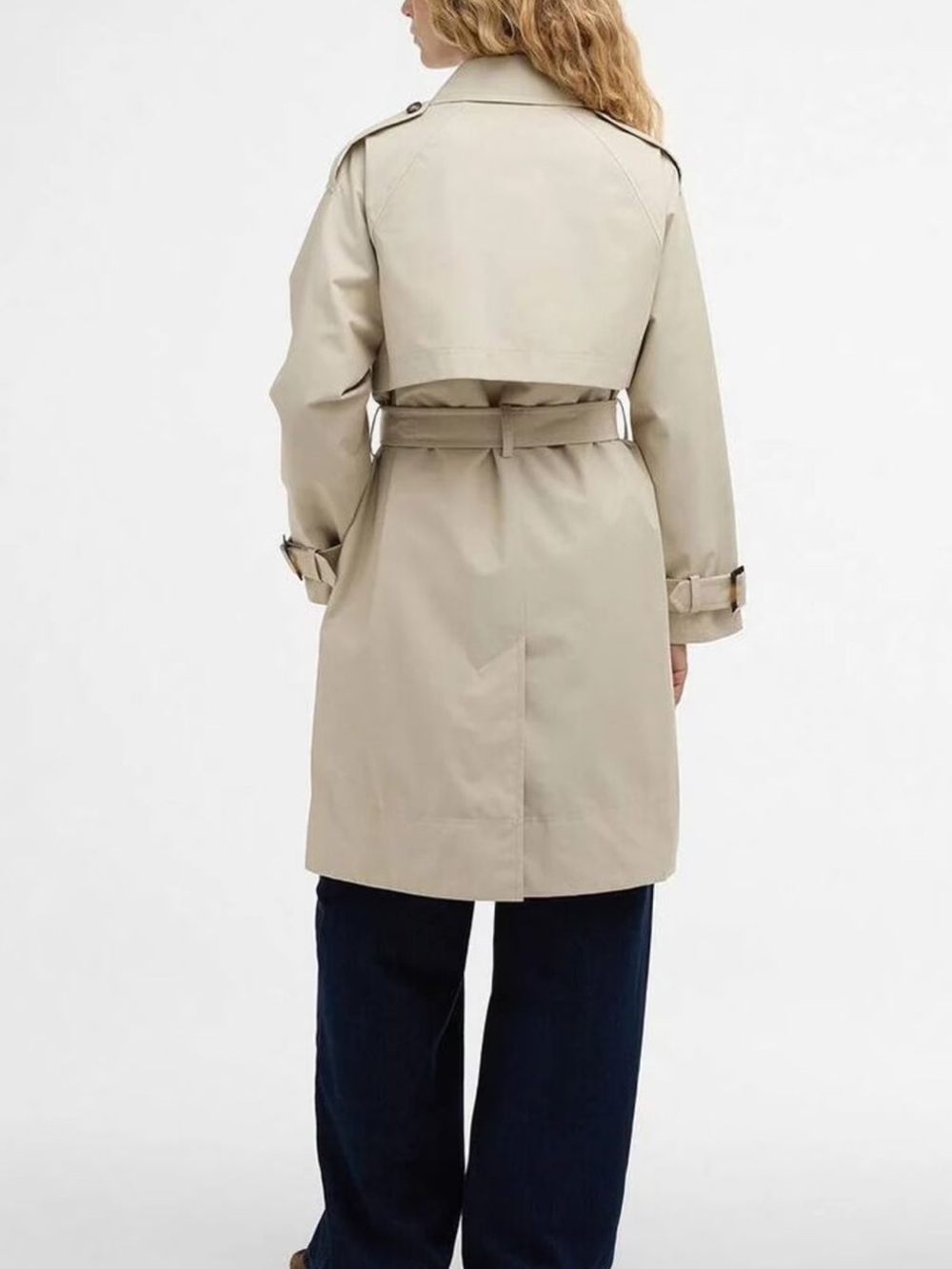 Barbour Women's Light Beige Trench Coat with Belt - Picture 2 of 9